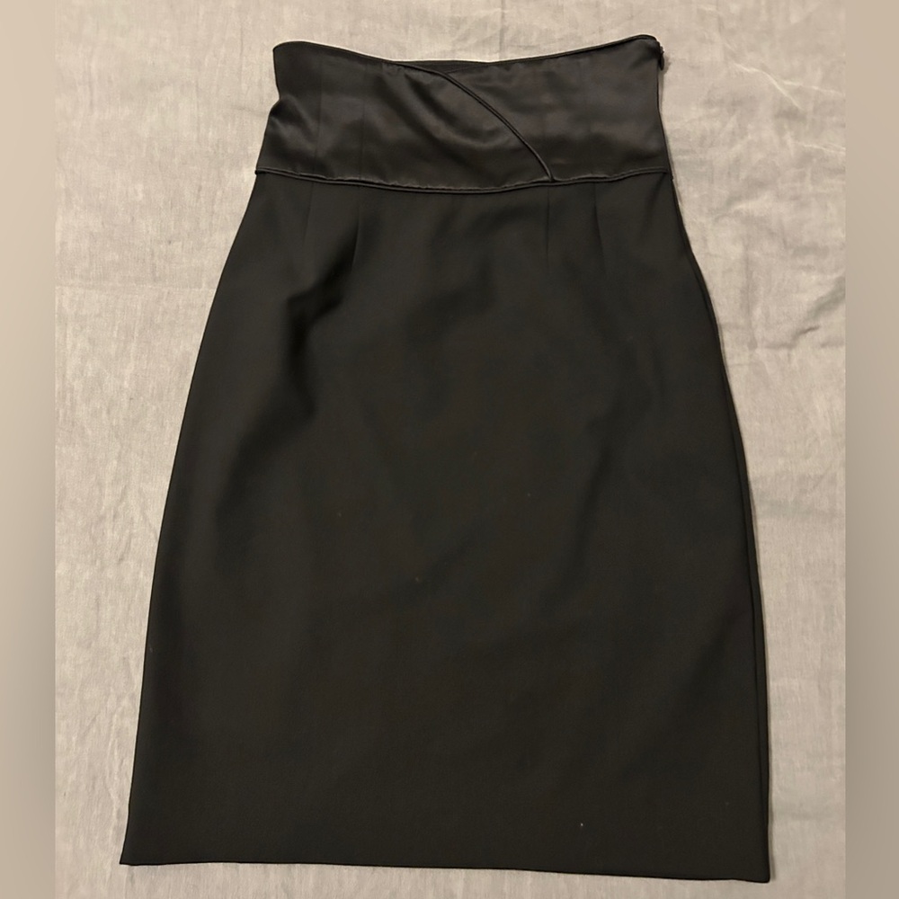 Catherine Malandrino black pencil skirt with high waist cumberbund detail